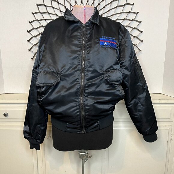 Vtg Mac Murray USA Northrop Air Force B2 Division Flight/Bomber Jacket Blk s/Sm - Picture 2 of 12